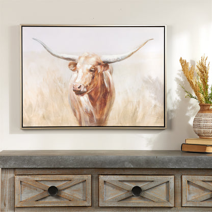 Framed Long Horn Cattle Wall Art 28"L alternate view 2