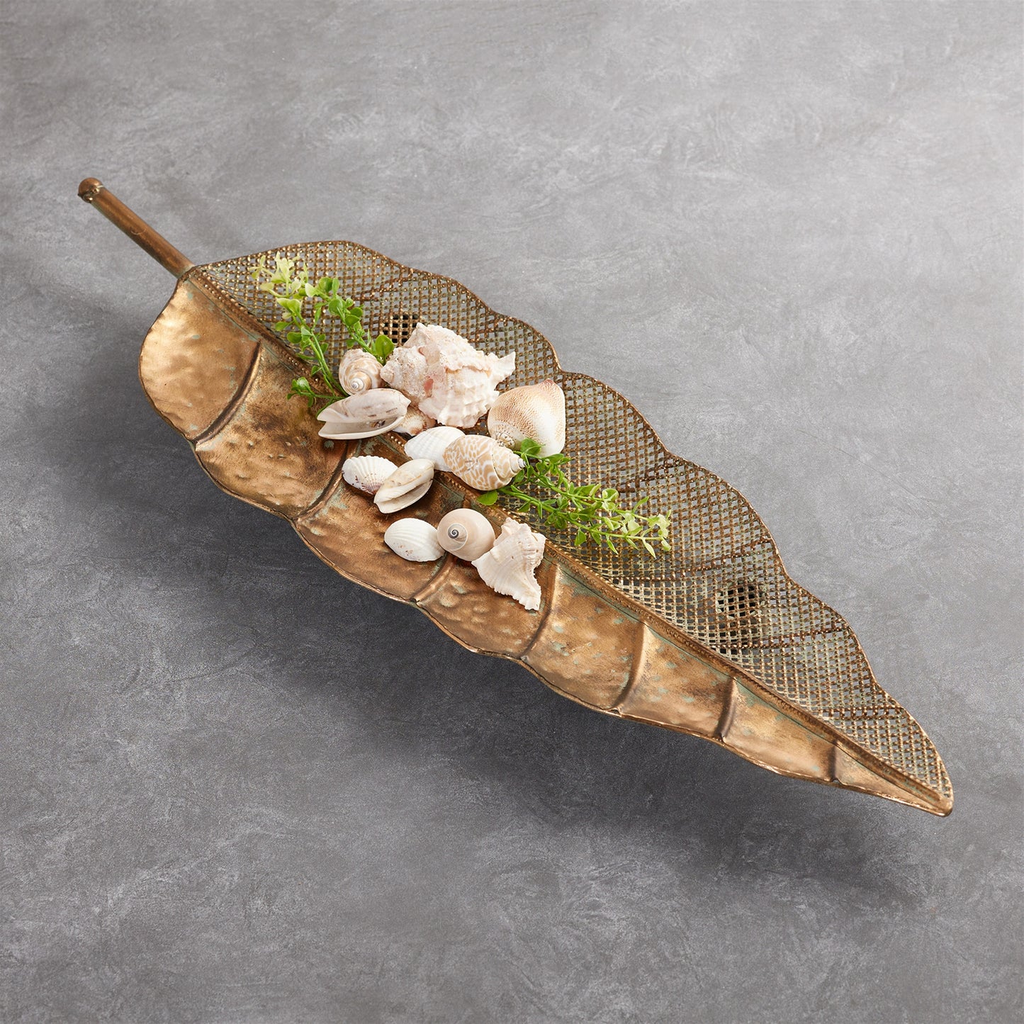 Distressed Metal Leaf Tray (Set of 2) alternate view 2