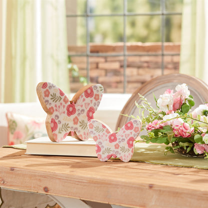 Wood Floral Patterned Butterfly Decor (Set of 2) alternate view 2