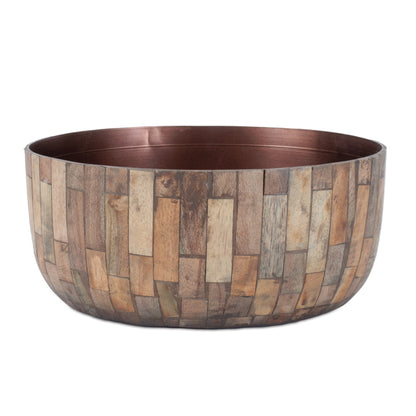 Round Wooden Bowl Planter (Set of 2) alternate view 2