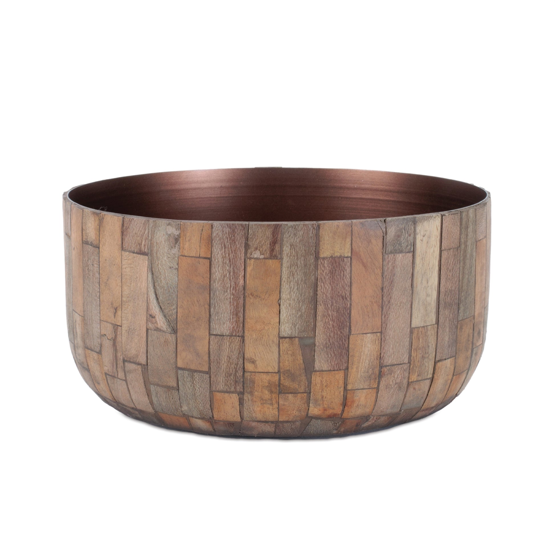 Round Wooden Bowl Planter (Set of 2) alternate view 3