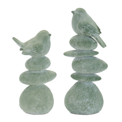 Bird on Rock Stack Figurine (Set of 4)