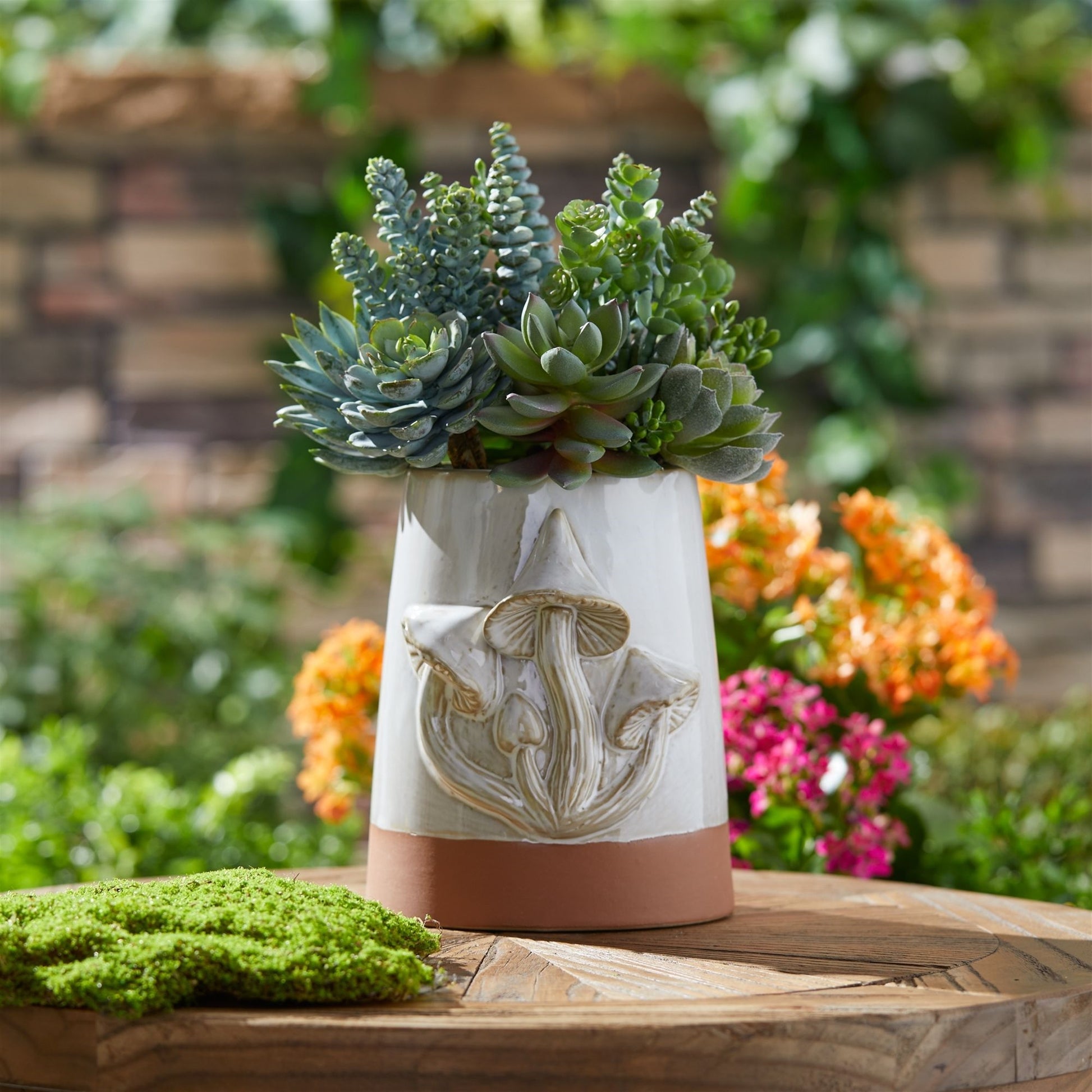 Tapered Porecelain Planter with Mushrooms (Set of 2) alternate view 2