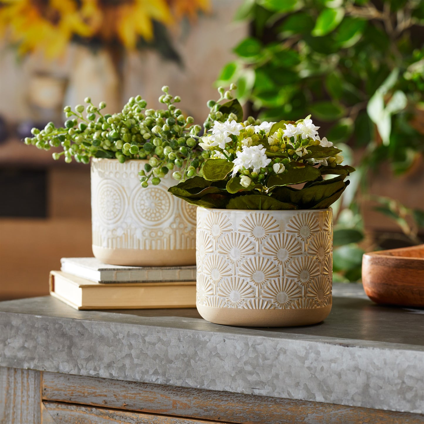 Porcelain Geometric Patterned Planter (Set of 2) alternate view 2