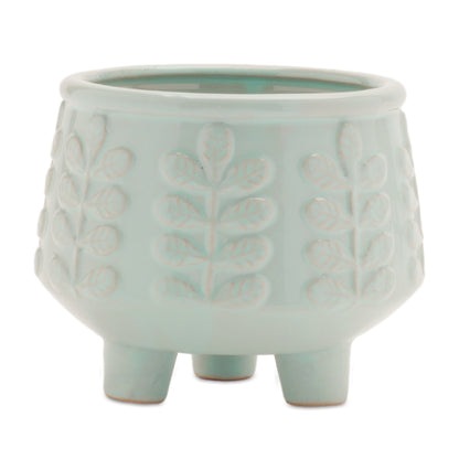 Footed Ceramic Leaf Pattern Planter (Set of 4)