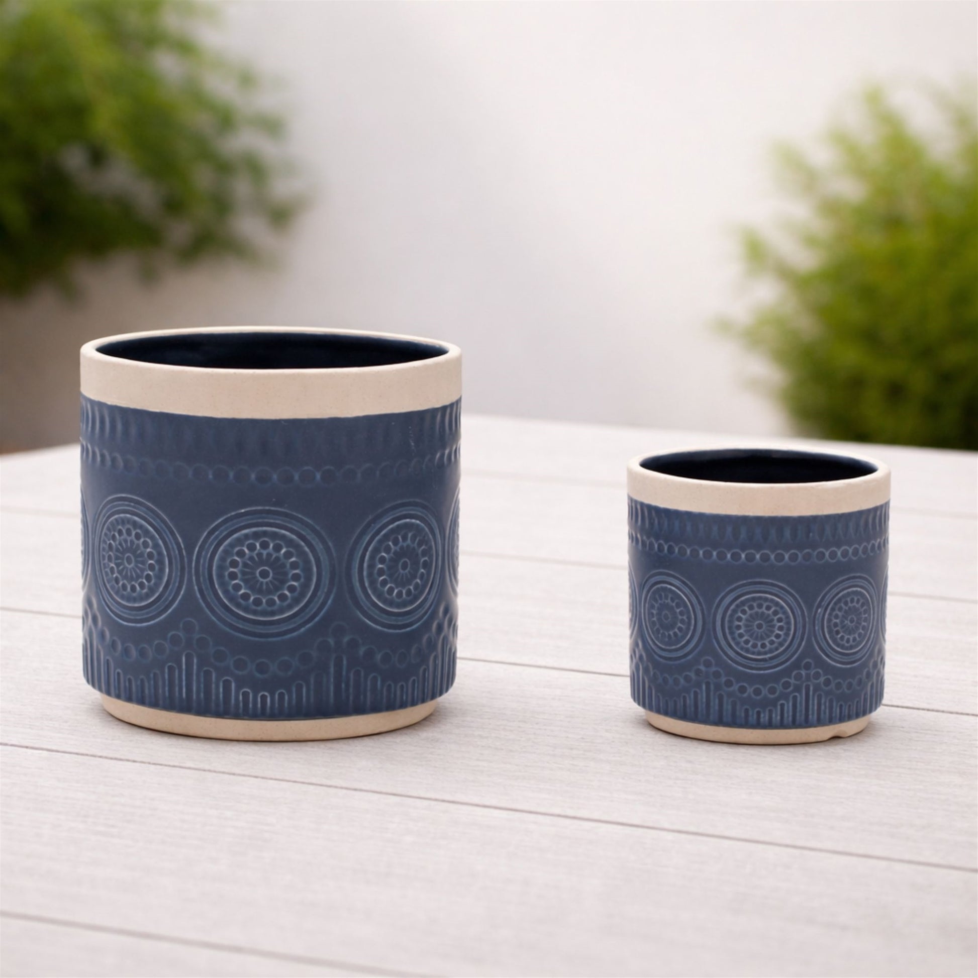 Ceramic Mandala Pattern Planter (Set of 2) alternate view 2