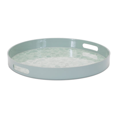 Round Mushroom and Floral Print Tray 13.5"D