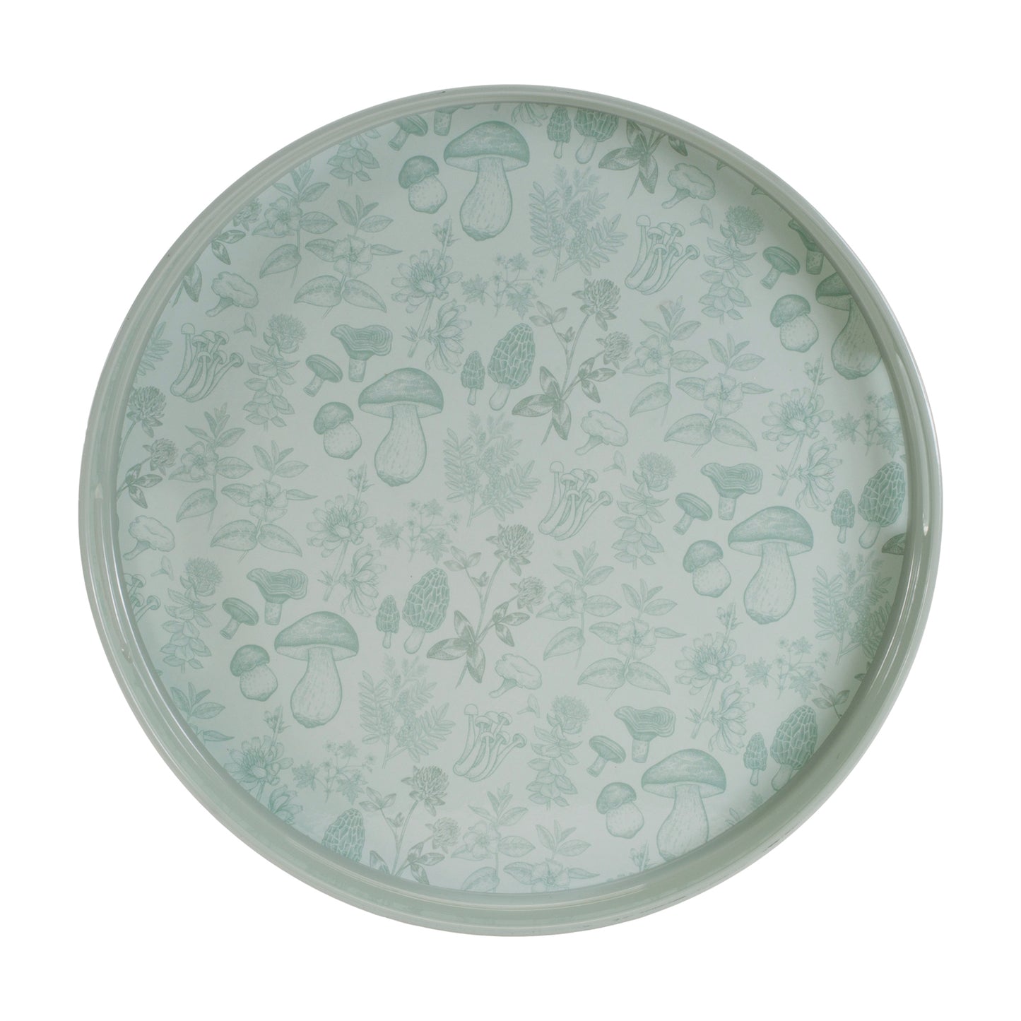 Round Mushroom and Floral Print Tray 13.5"D alternate view 2