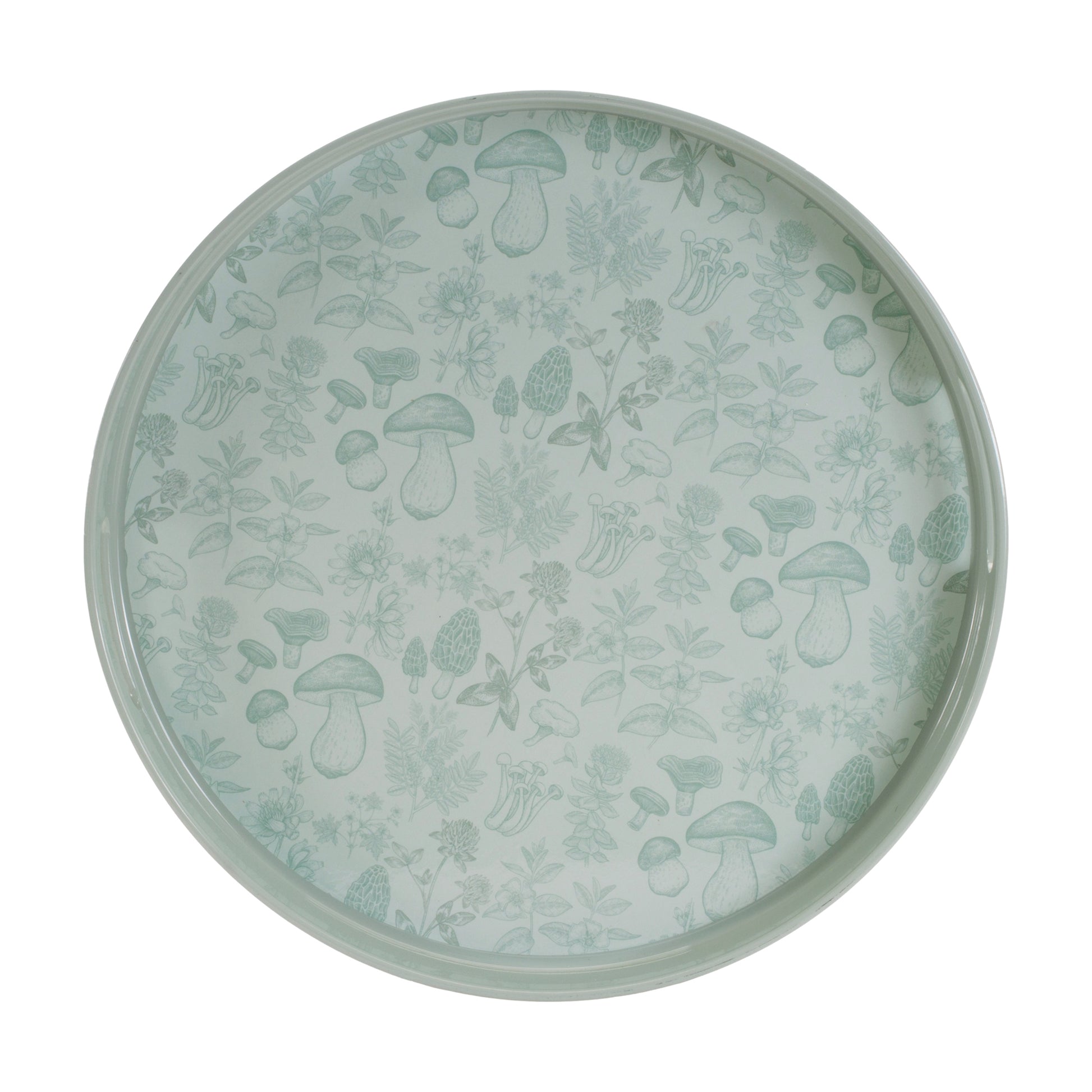 Round Mushroom and Floral Print Tray 13.5"D alternate view 2