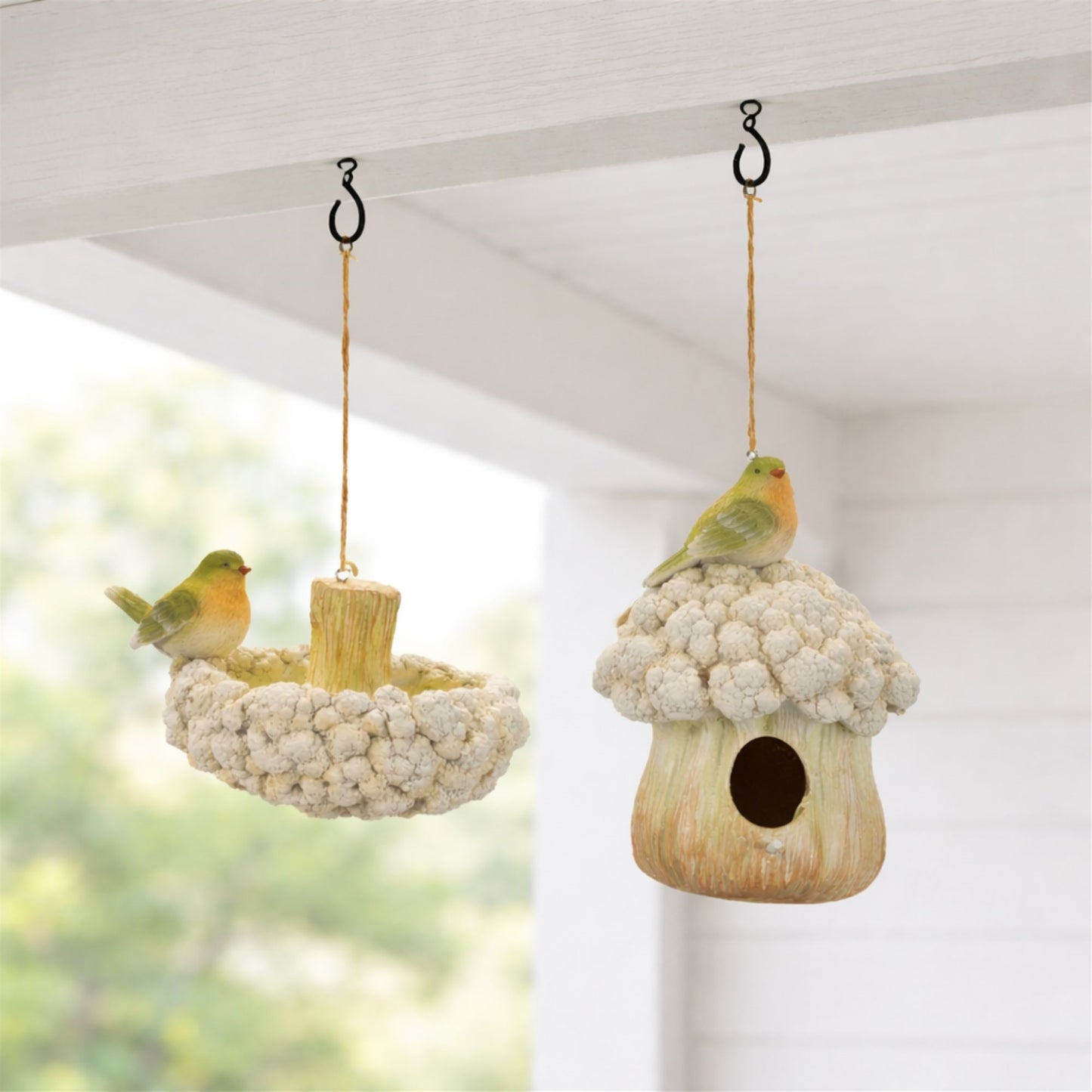 Cauliflower Birdhouse and Hanging Birdbath (Set of 2) alternate view 2