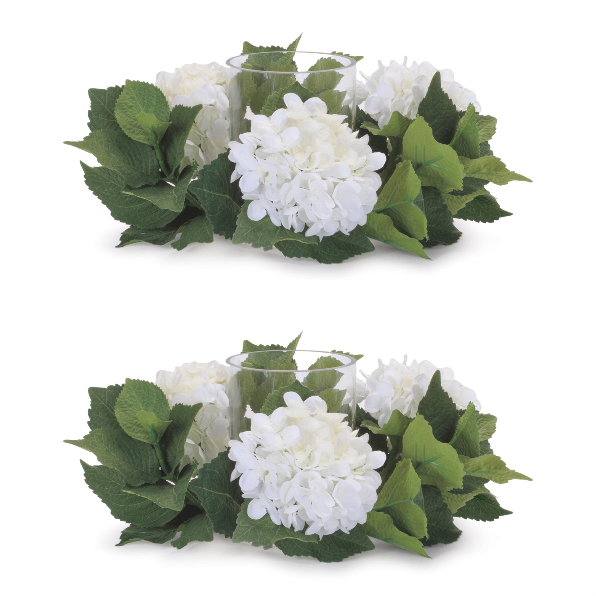 Hydrangea Candle Ring with Glass Hurricane (Set of 2) alternate view 2