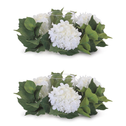Hydrangea Candle Ring with Glass Hurricane (Set of 2) alternate view 2