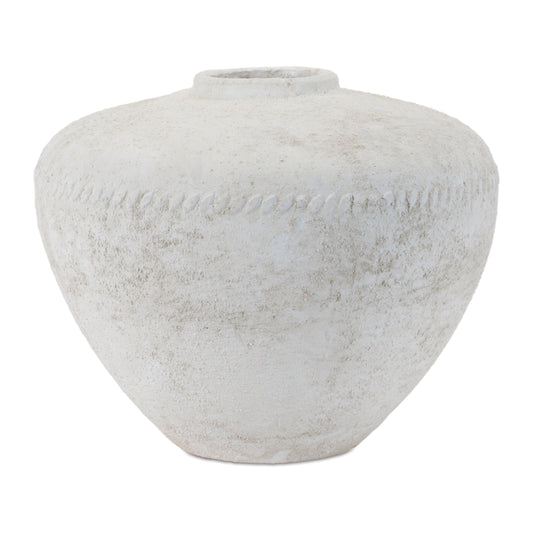 Distressed White Terra Cotta Vase 12.75"D