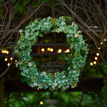 Hydrangea and Seedum Floral Wreath 32"D alternate view 2