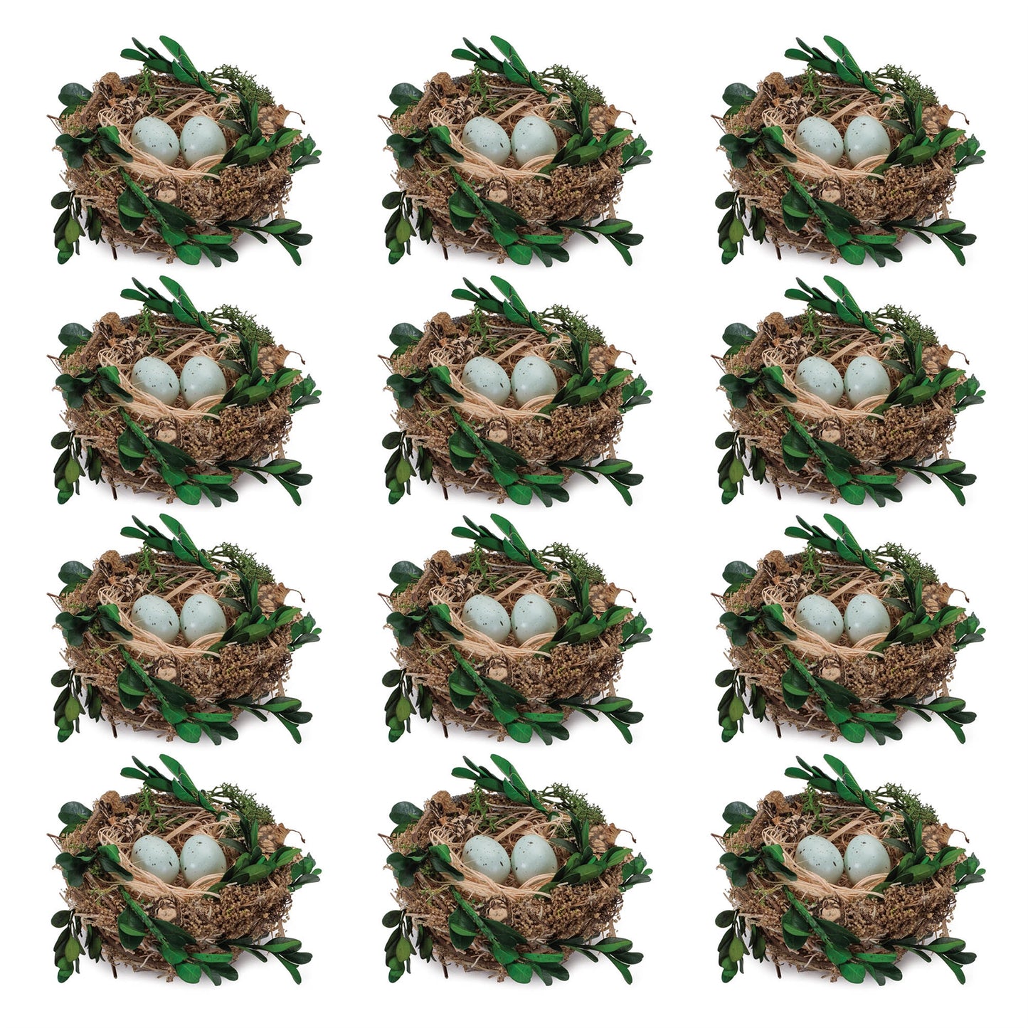 Twig Bird Nest with Eggs and Boxwood Foliage (Set of 12) alternate view 2