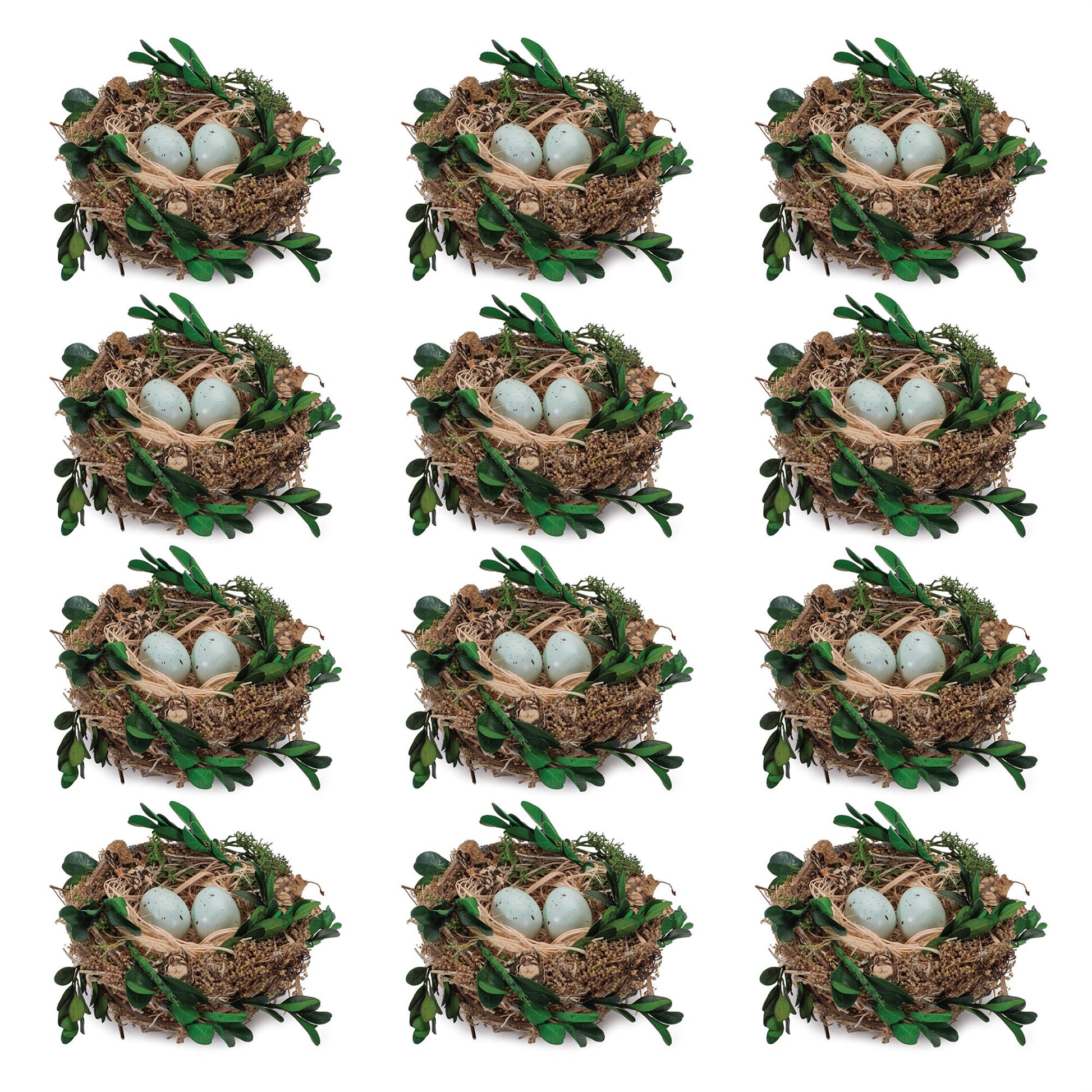 Twig Bird Nest with Eggs and Boxwood Foliage (Set of 12) alternate view 2