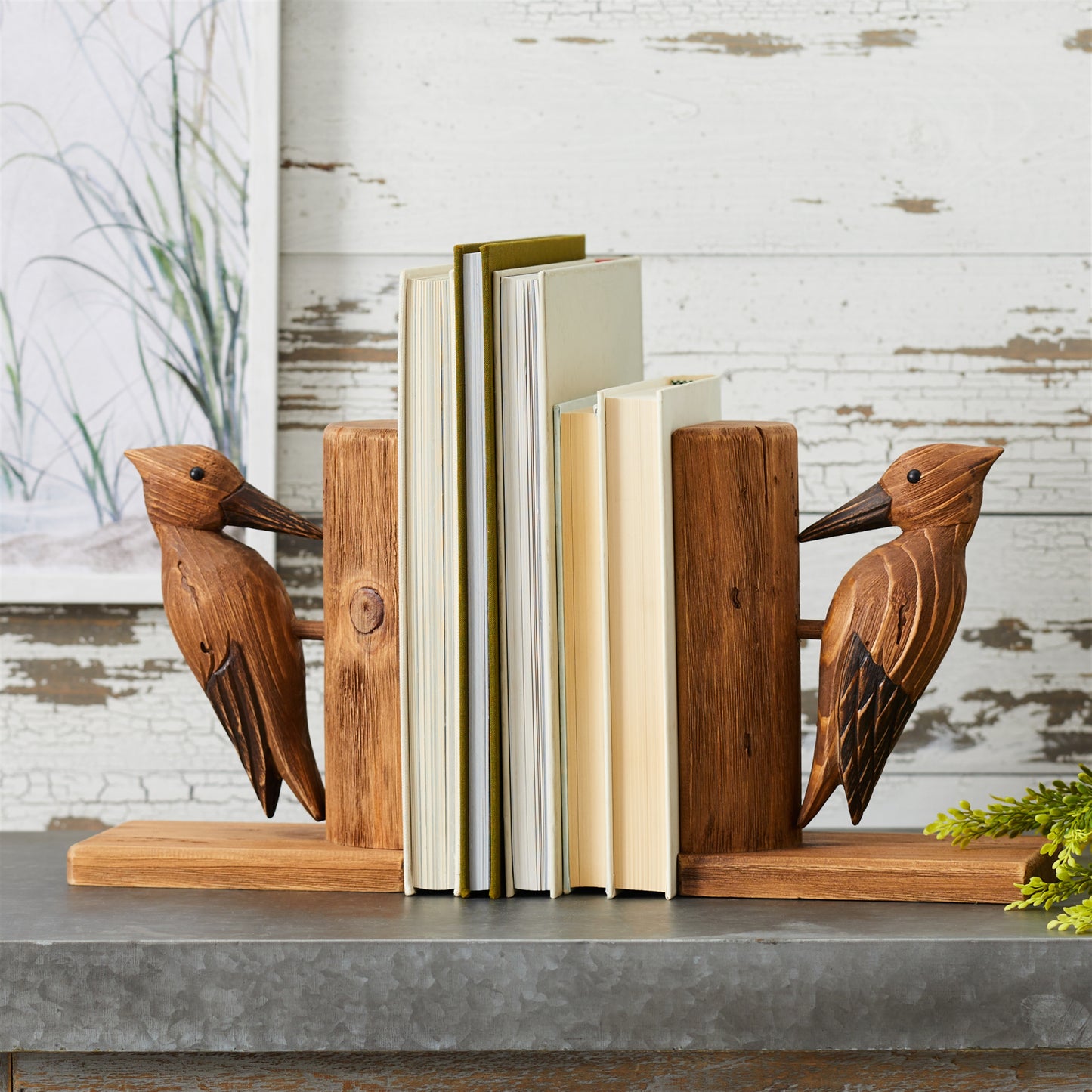 Pine Wood Woodpecker Bird Bookend (Set of 2) alternate view 2