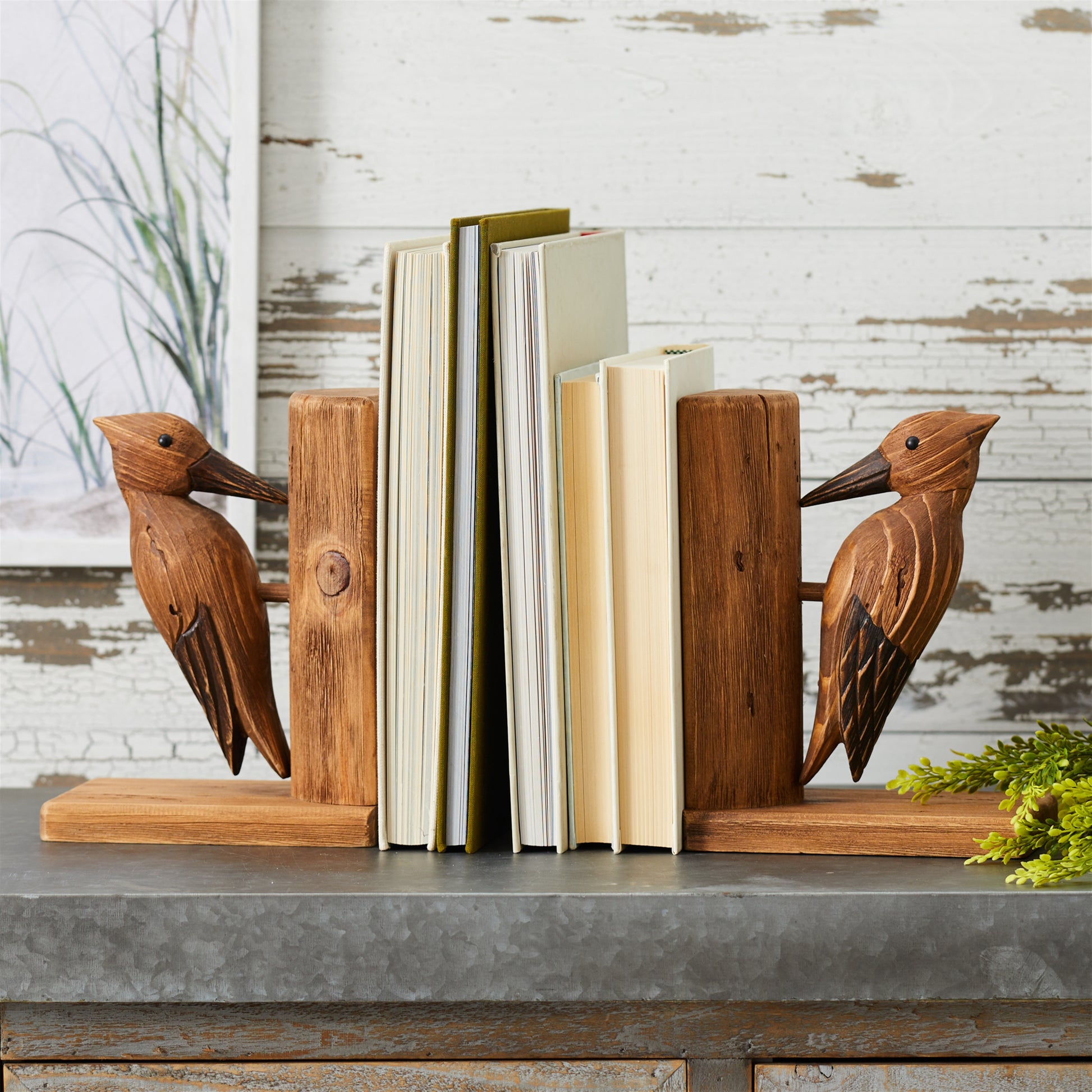 Pine Wood Woodpecker Bird Bookend (Set of 2) alternate view 4