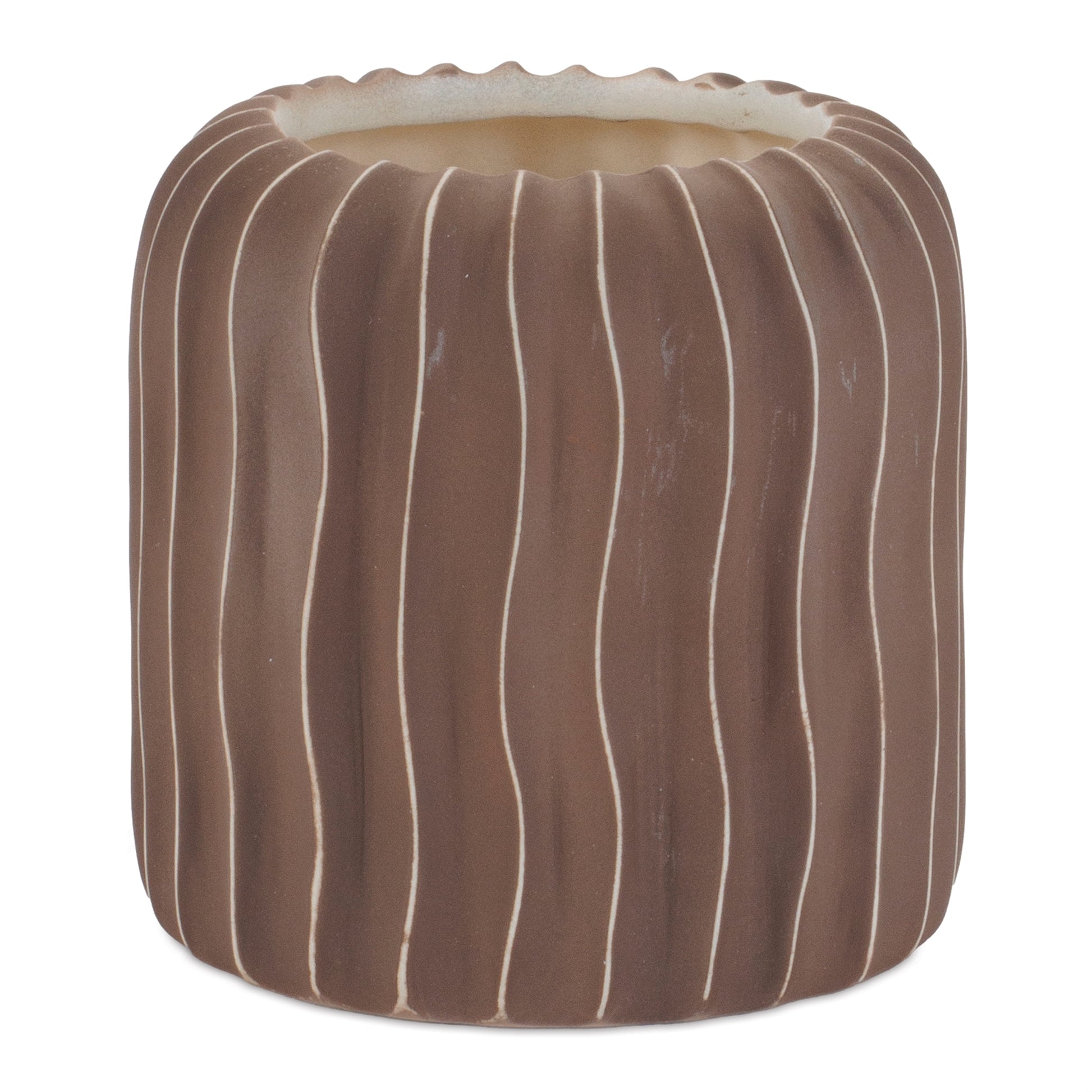 Wavy Ribbed Ceramic Vase (Set of 2)