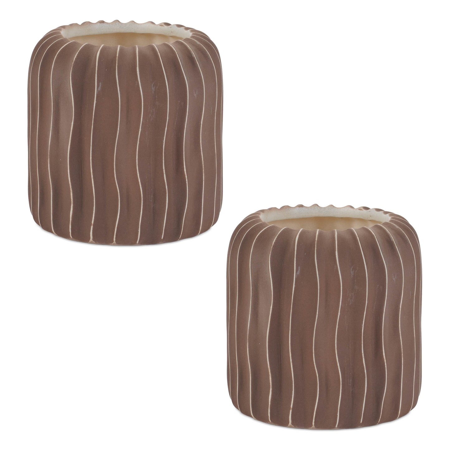 Wavy Ribbed Ceramic Vase (Set of 2) alternate view 2