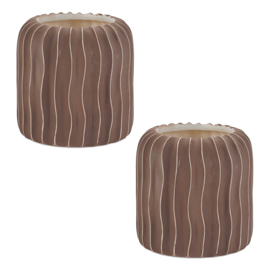 Wavy Ribbed Ceramic Vase (Set of 2) alternate view 2