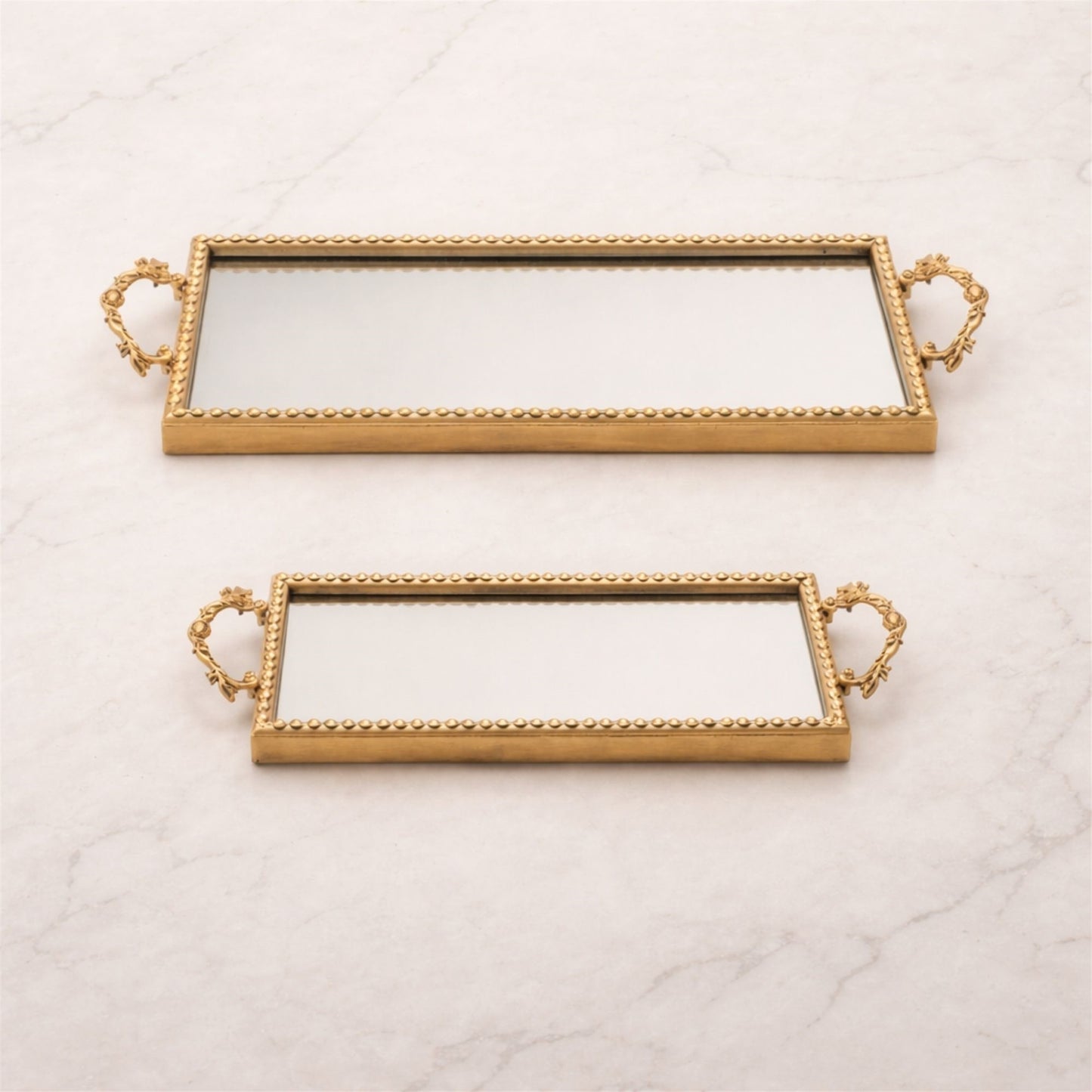 Gold Beaded Mirror Tray (Set of 2) alternate view 2