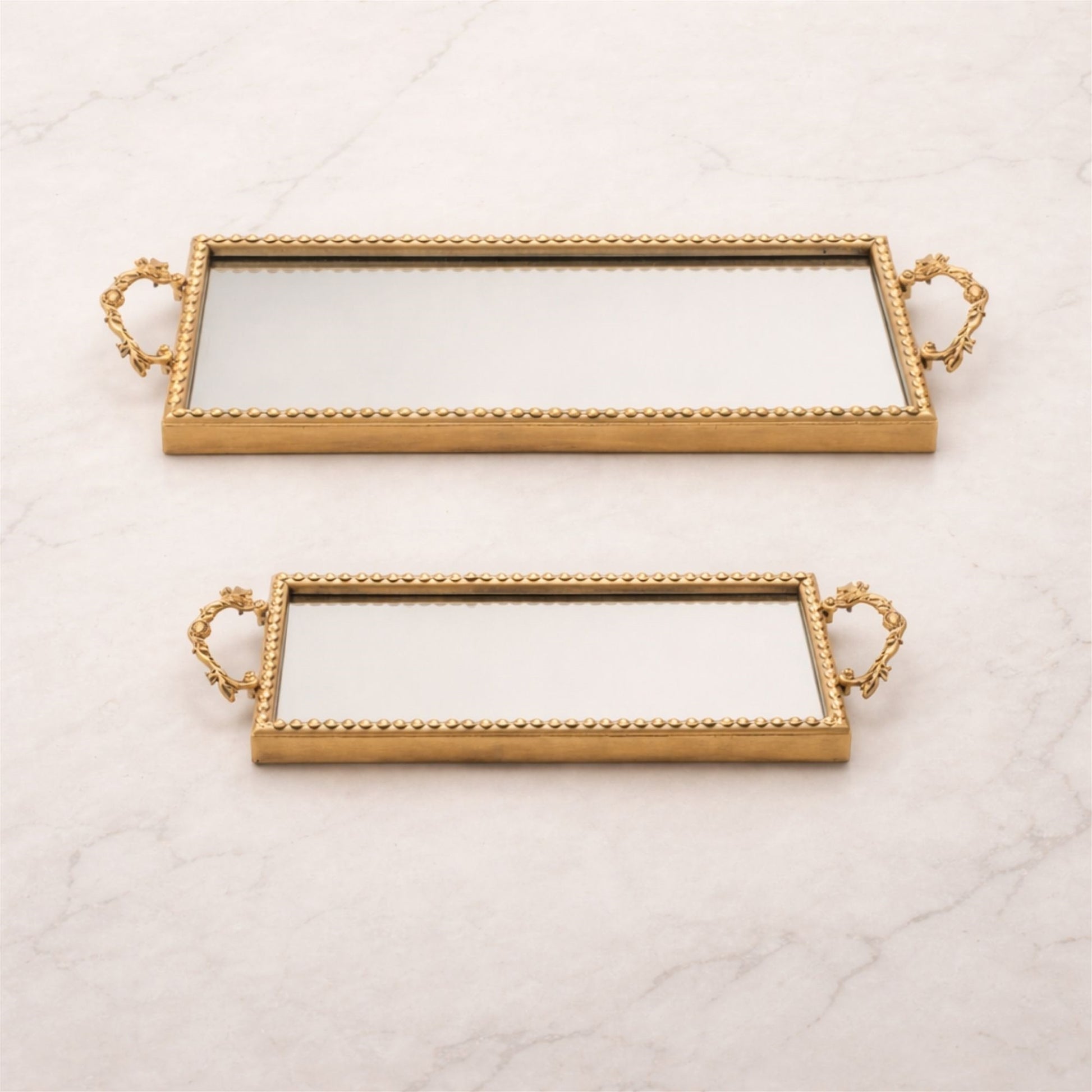 Gold Beaded Mirror Tray (Set of 2) alternate view 2