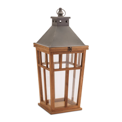 Rustic Wood and Iron Framed Lantern (Set of 2) alternate view 2