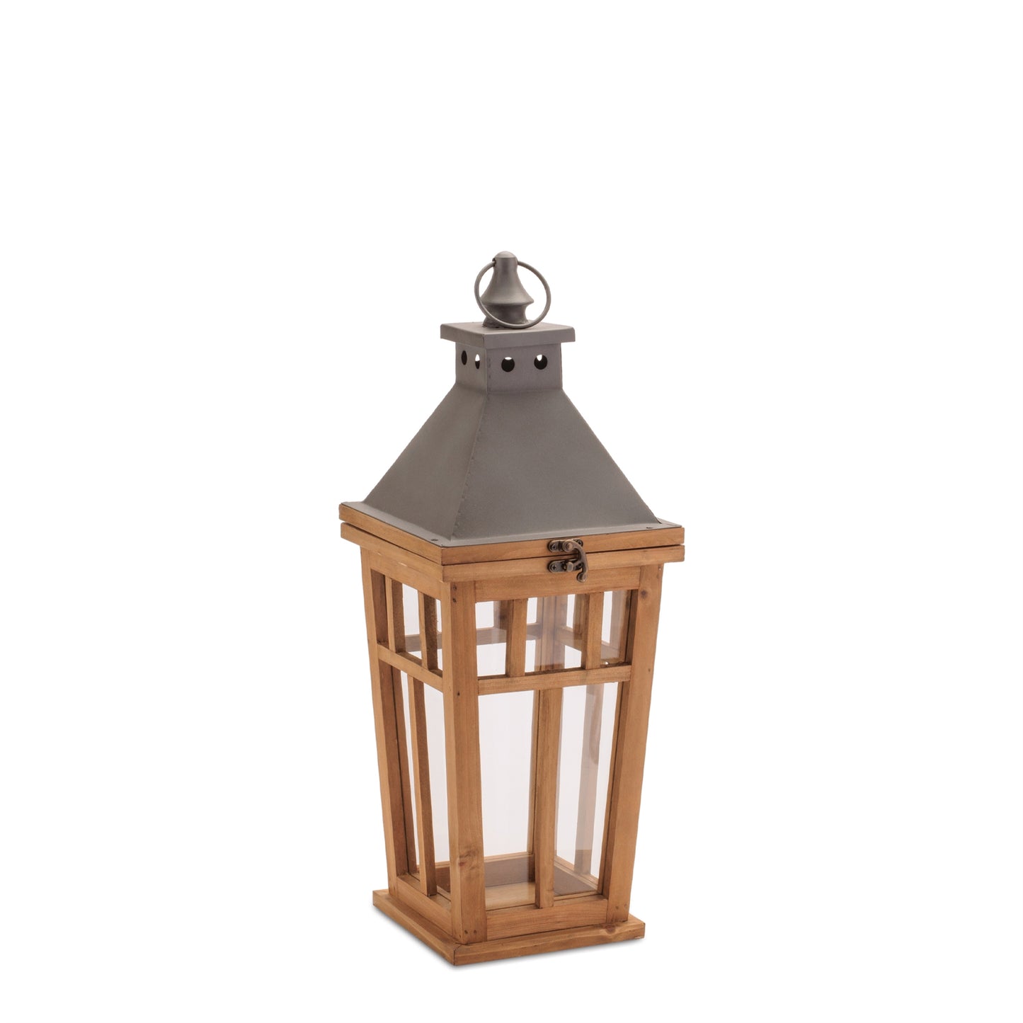 Rustic Wood and Iron Framed Lantern (Set of 2) alternate view 3