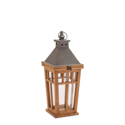 Rustic Wood and Iron Framed Lantern (Set of 2) alternate view 3