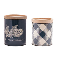 Pinecone and Plaid Iron Canister (Set of 2)