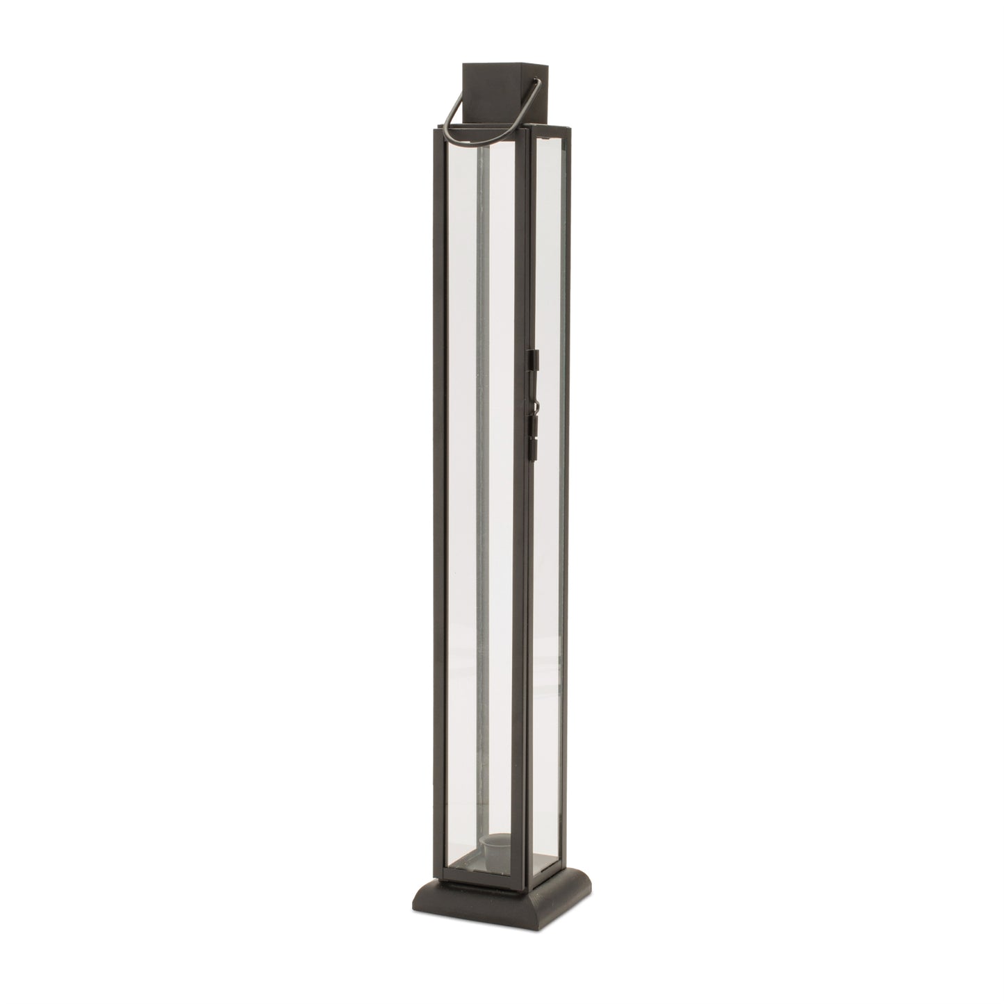 Modern Iron and Glass Taper Candle Lantern 21.5"H