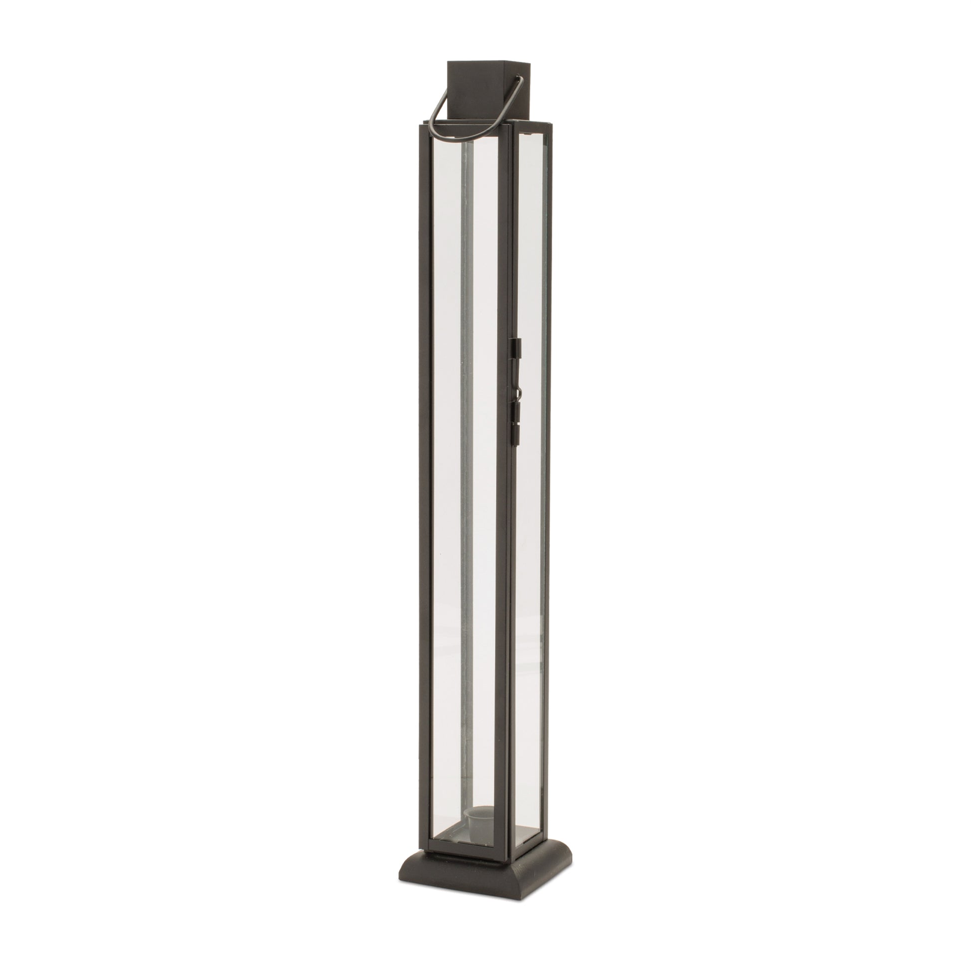 Modern Iron and Glass Taper Candle Lantern 21.5"H