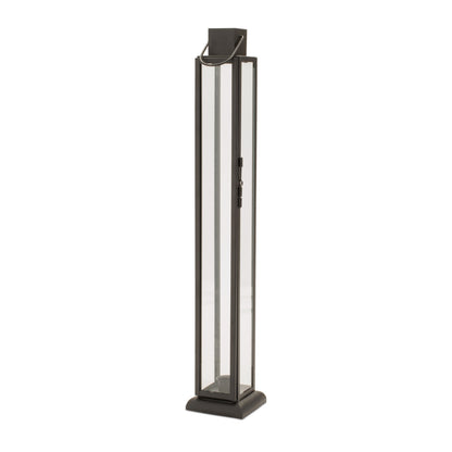 Modern Iron and Glass Taper Candle Lantern 21.5"H