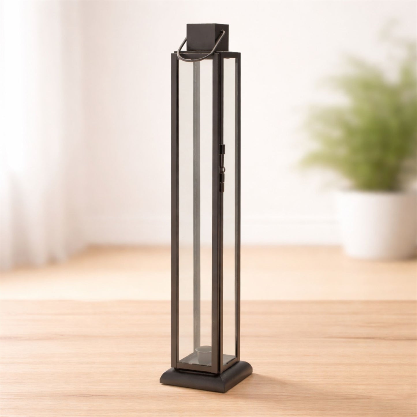 Modern Iron and Glass Taper Candle Lantern 21.5"H alternate view 2