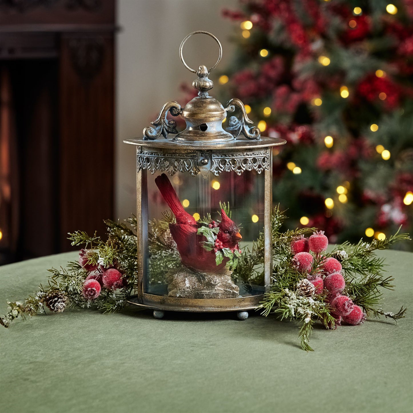 Ornate Distressed Metal Lantern 13"H alternate view 2