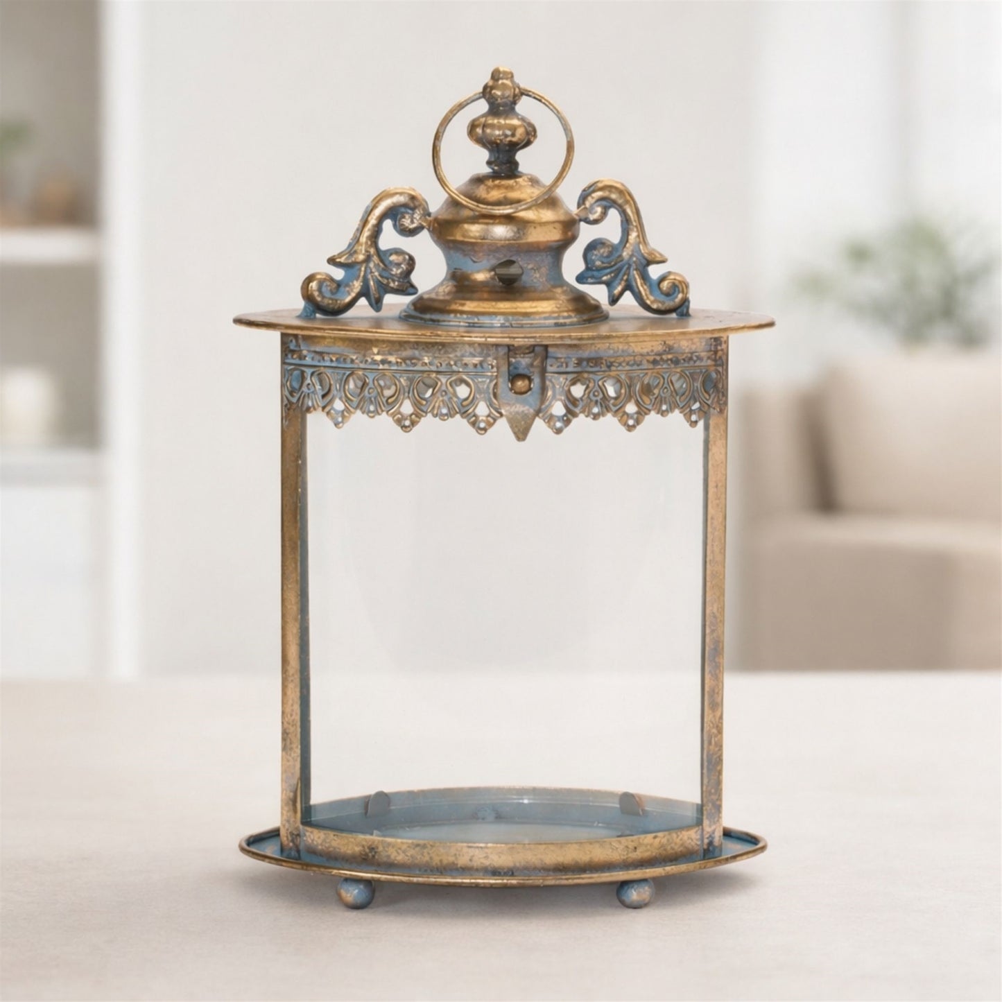 Ornate Distressed Metal Lantern 13"H alternate view 3