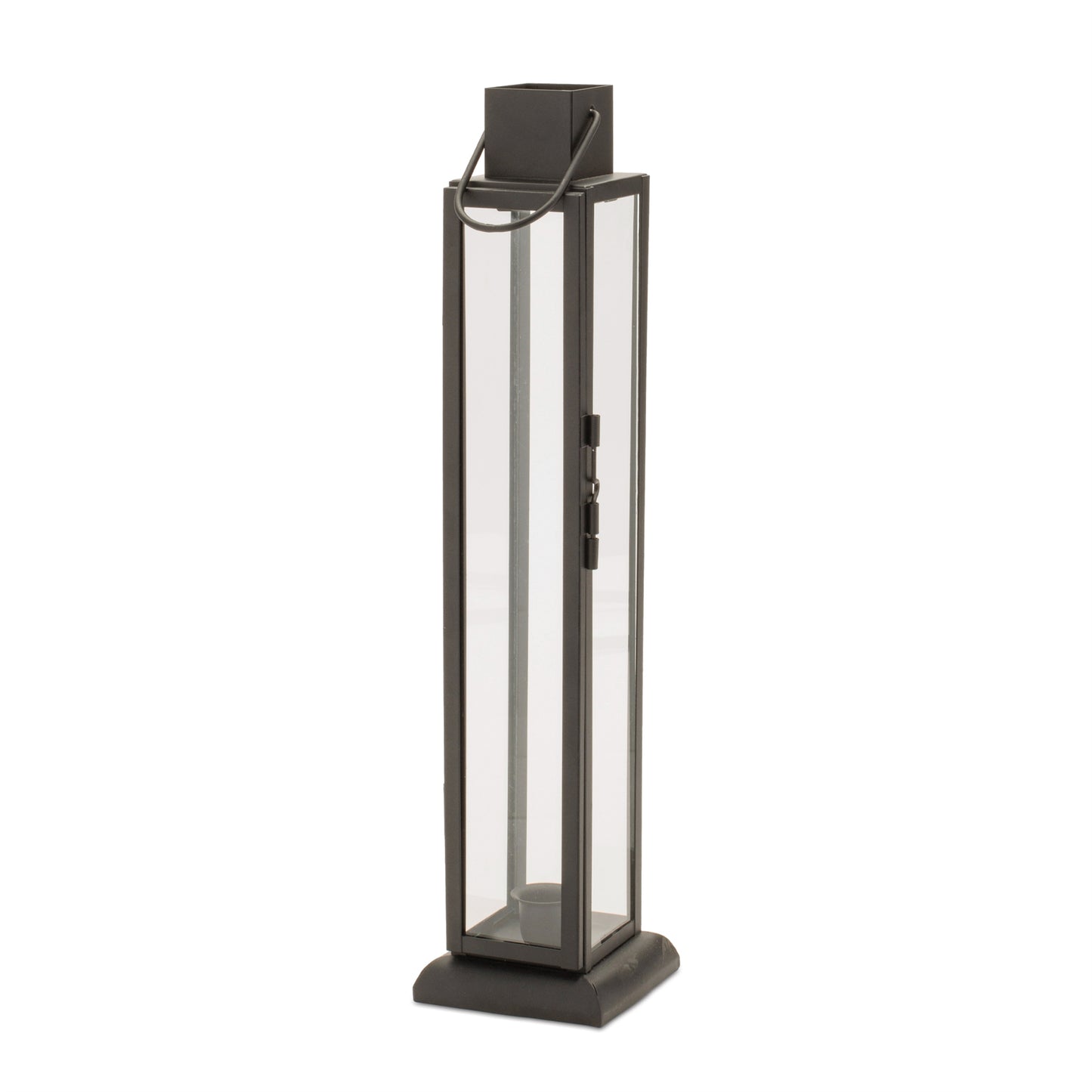 Modern Iron and Glass Taper Candle Lantern 15.75"H