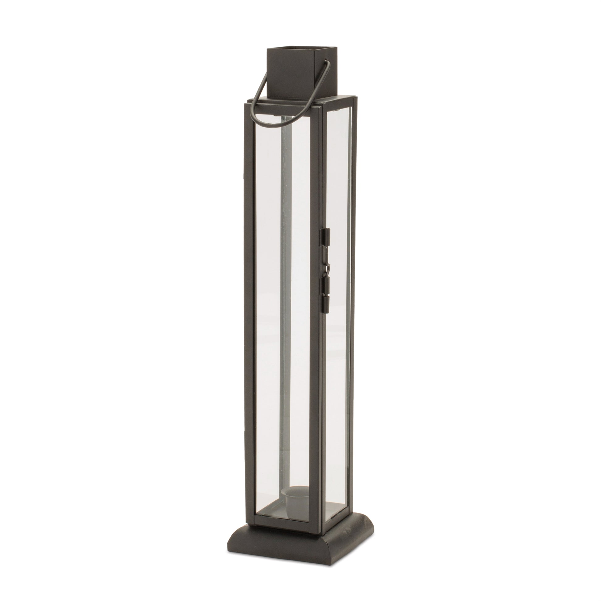 Modern Iron and Glass Taper Candle Lantern 15.75"H