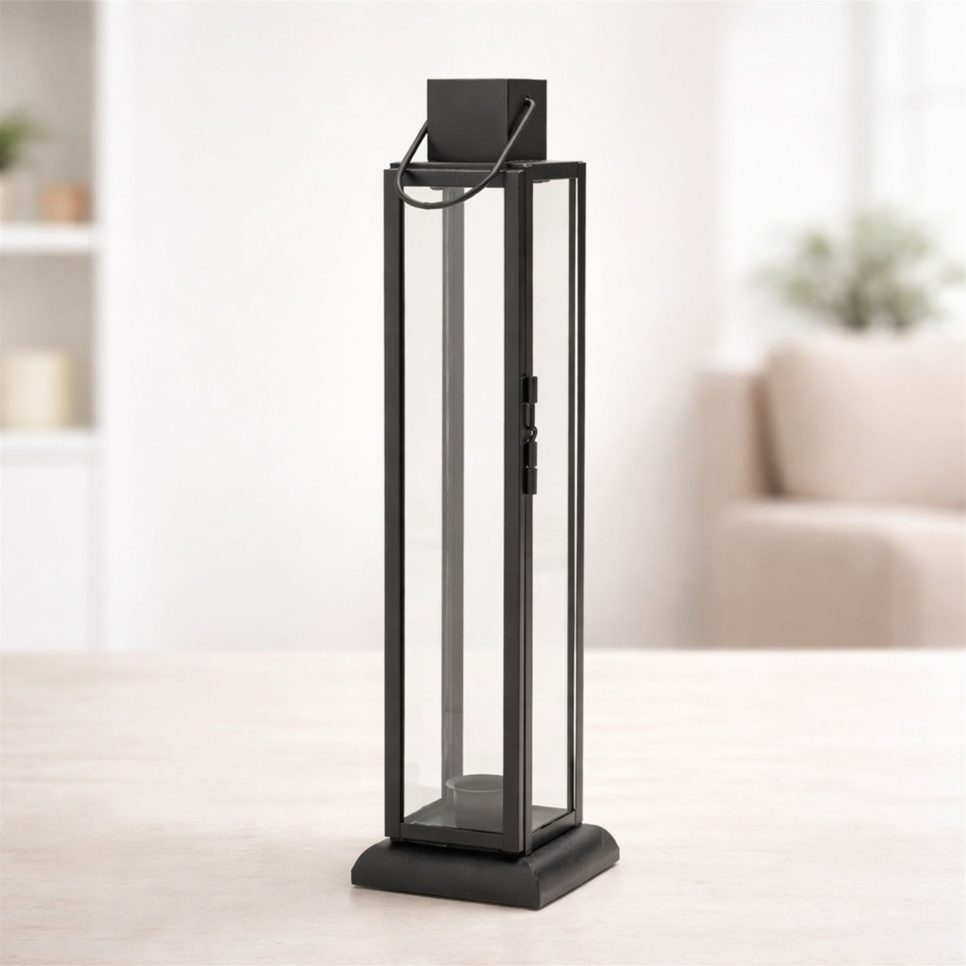 Modern Iron and Glass Taper Candle Lantern 15.75"H alternate view 2