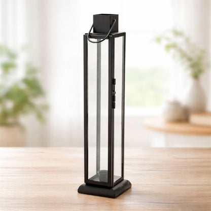 Modern Iron and Glass Taper Candle Lantern 15.75"H alternate view 3