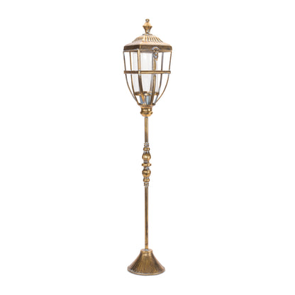 Distressed Metal Lantern Post with Glass Insert 36"H