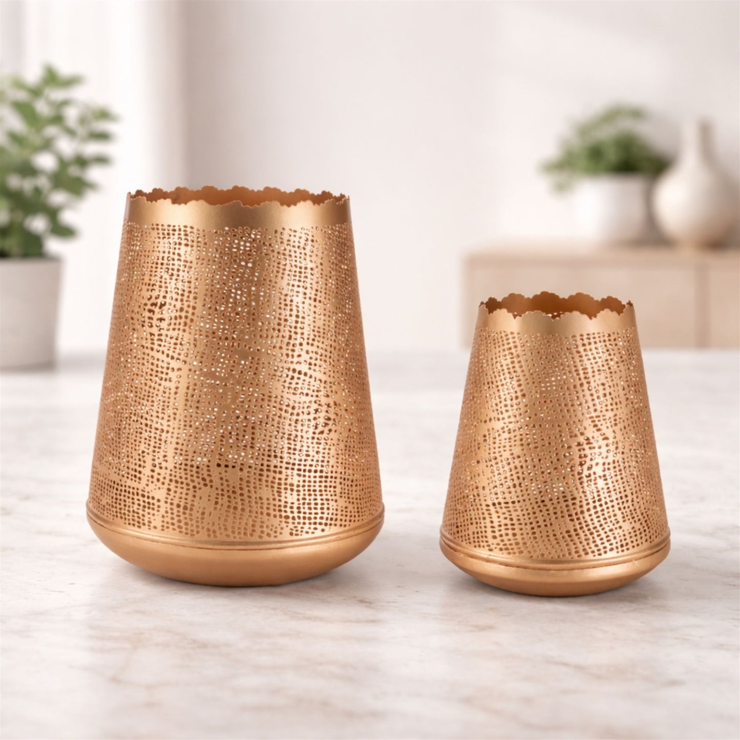 Gold Cut Metal Lantern (Set of 2) alternate view 2
