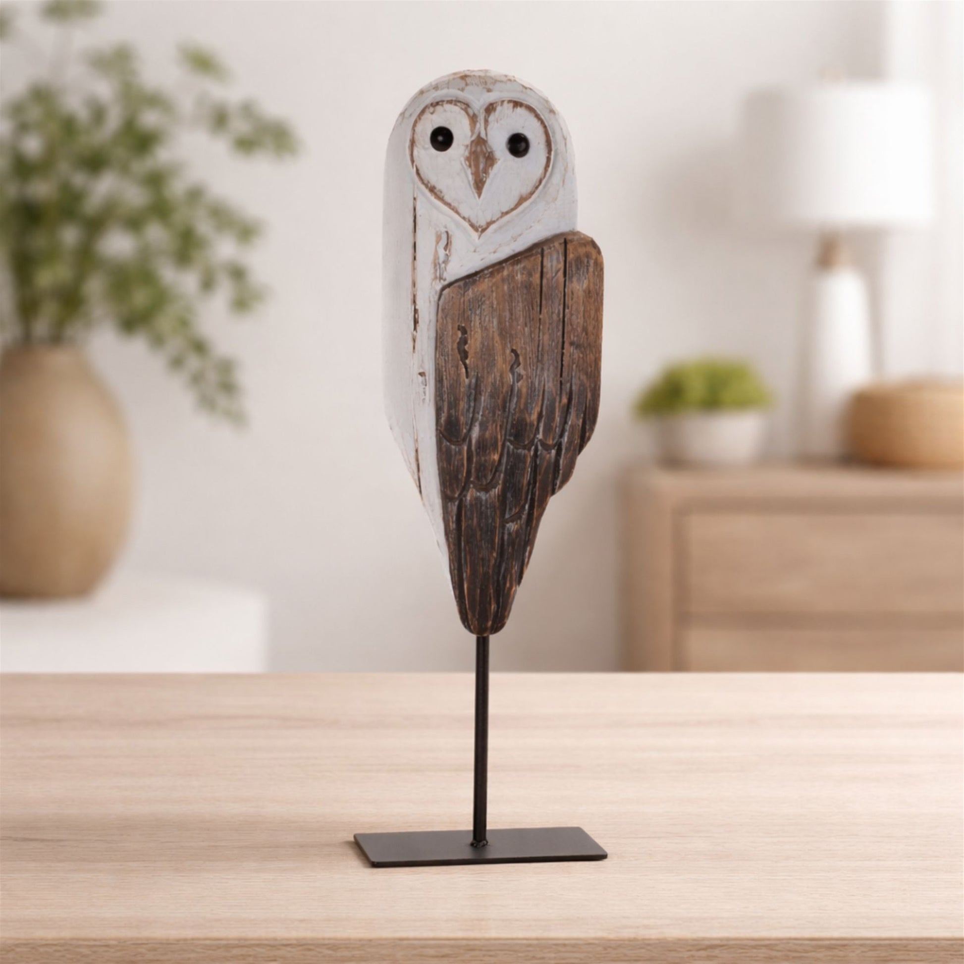 Rustic Wooden Owl Sculpture 14"H alternate view 2